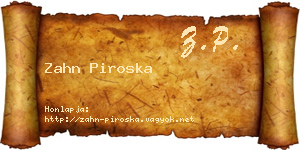 Zahn Piroska névjegykártya